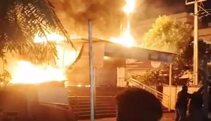 A fire broke out at a plywood hardware store in Kushayiguda, destroying several items and causing property loss.