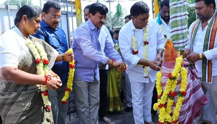 State ministers inspect development works and perform special pujas ahead of Medaram Sammakka-Saralamma festival.