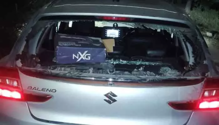 After winning Chillapur Panchayat polls, TRS Sarpanch Mekala Ram Narsayya’s car was vandalized, allegedly by rival Congress supporters.