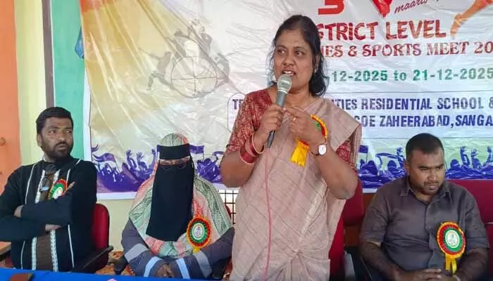 Sports meet at Algold TMRIES, Zaheerabad saw participation of 1000 students from 10 colleges, promoting confidence, teamwork and sportsmanship.